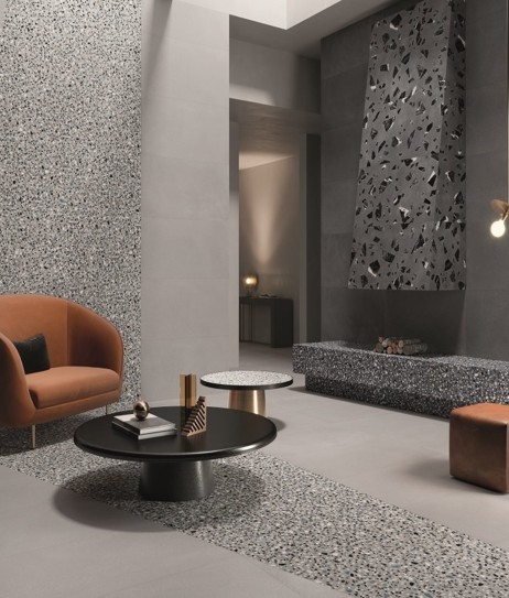 Carrelage terrazzo gris 