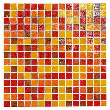 Mosaïque mix rouge, jaune, marron