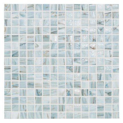 Carrelage mosaïque pâte de verre bleu pâle doré