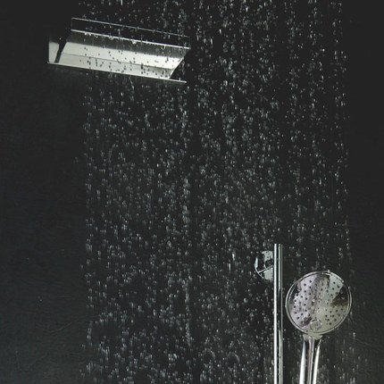 Pommeau de douche à effet pluie/cascade carré 60 cm en inox