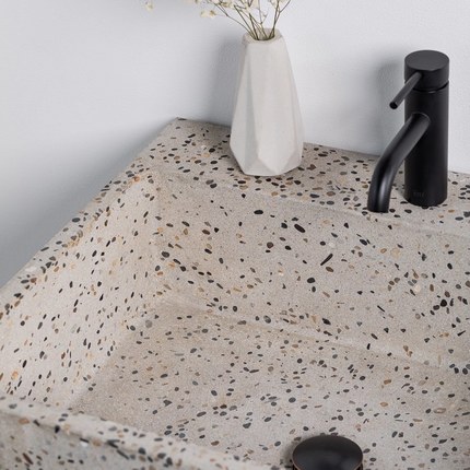 Lavabo colonne totem rectangle terrazzo marron Venezia