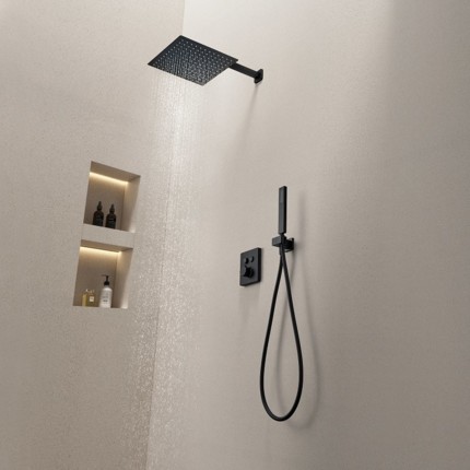 Kit douche thermostatique Push mural carré