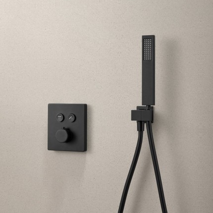 Kit douche thermostatique Push mural carré