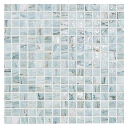 Carrelage mosaïque pâte de verre bleu pâle doré