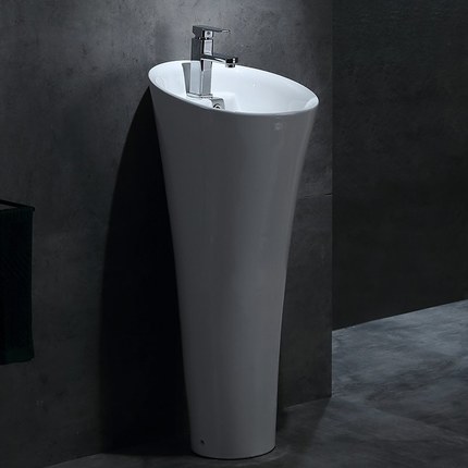 Lavabo colonne totem oval blanc brillant avec plage Iconique