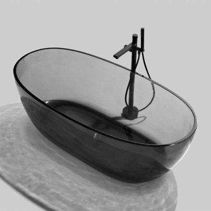 Baignoire transparente noire 165 cm Fumé