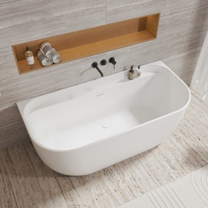 Baignoire semi-îlot Curve blanc mat 170 cm 