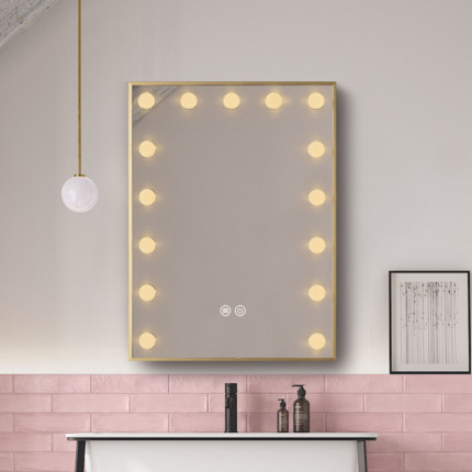 Miroir maquillage LED or brossé Hollywood 60 cm