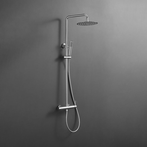 Colonne de douche télescopique mécanique extensible avec douche de tête ABS  ronde Ø20cm, chromé