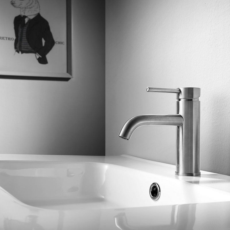 Robinet design salle de bain mitigeur de lavabo chromé vidage tirette  complet