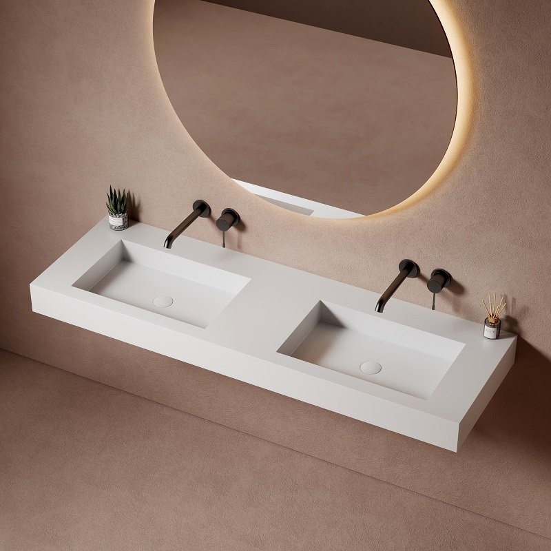 Meuble Salle de bain : Vasque rond à Poser 46cm Blanc ONE Set - Sanili