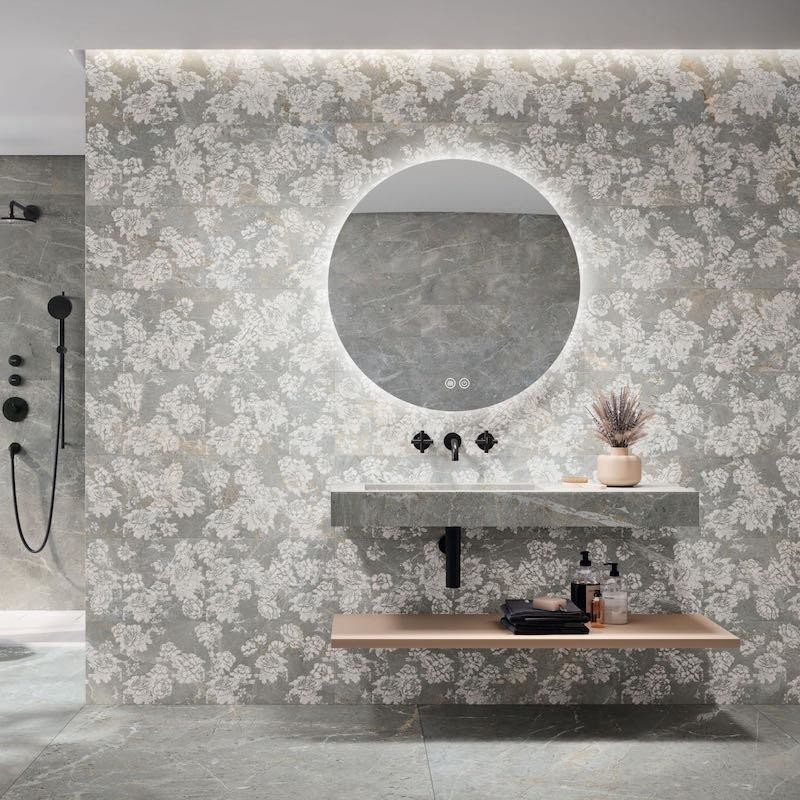 Miroir LED rond salle de bain Noir/Or/Rose 60 à 80cm - Collection Paris -  Stellameubles