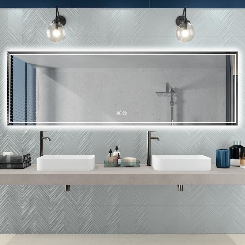 Miroir de salle de bain anti-buée à LED 141x70 cm