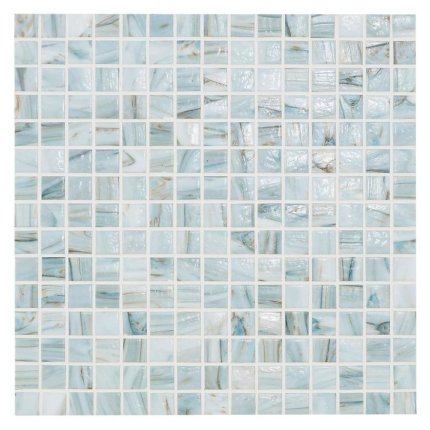 Carrelage mosaïque pâte de verre bleu pâle doré