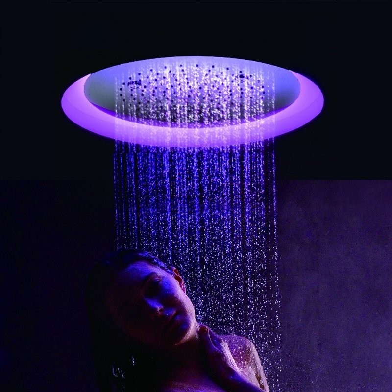 Plafond de douche lumineux rond LED à encastrer 60 cm