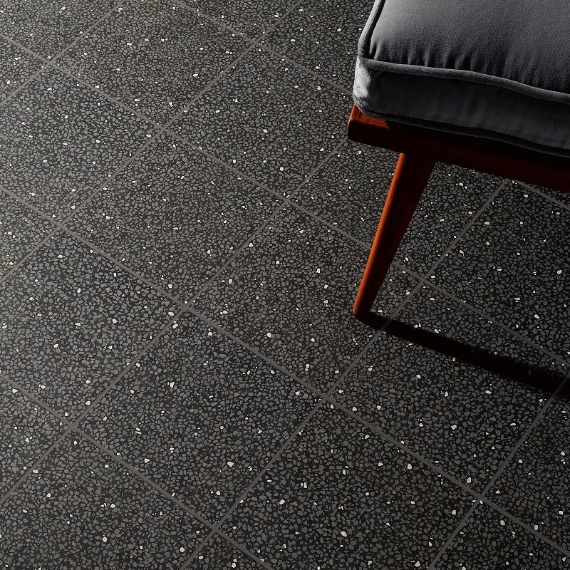 Carrelage Cementine Retro Nero Mat