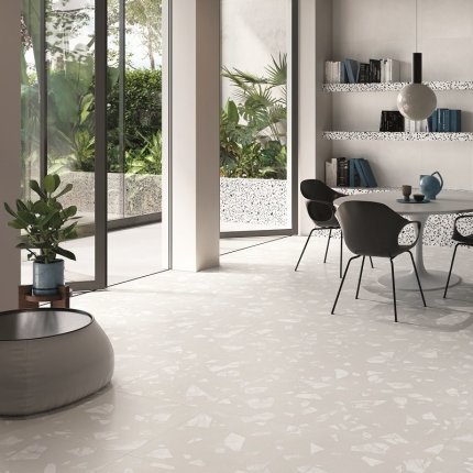 Carrelage Medley white aspect terrazzo