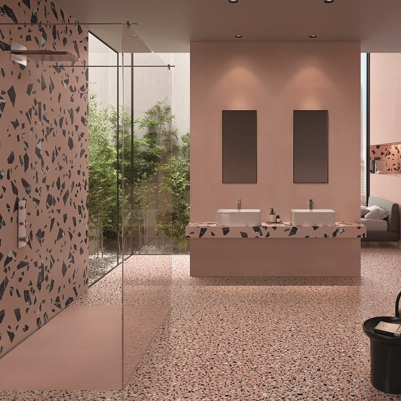 Carrelage Medley pink aspect terrazzo