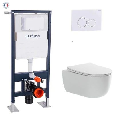 Pack WC suspendu O-Flush Voga blanc mat