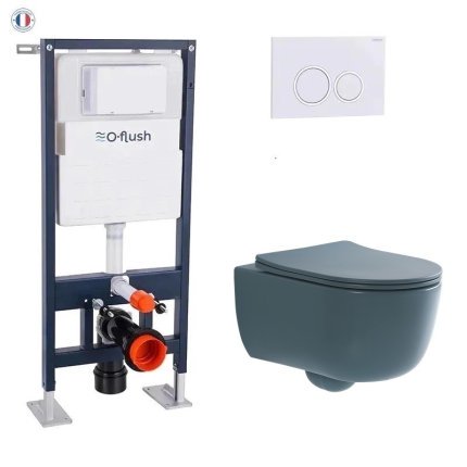 Pack WC suspendu O-Flush Voga vert 