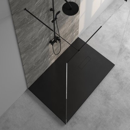 Receveur de douche Pietra noir mat de 100 à 160 cm