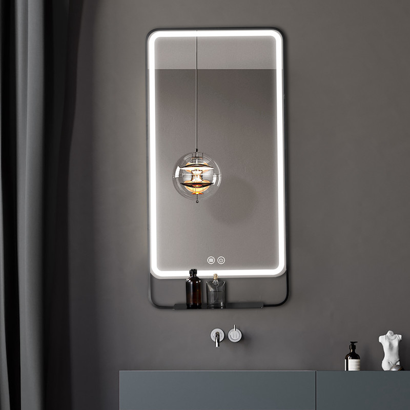 Miroir de salle de bain noir mat LED rectangle